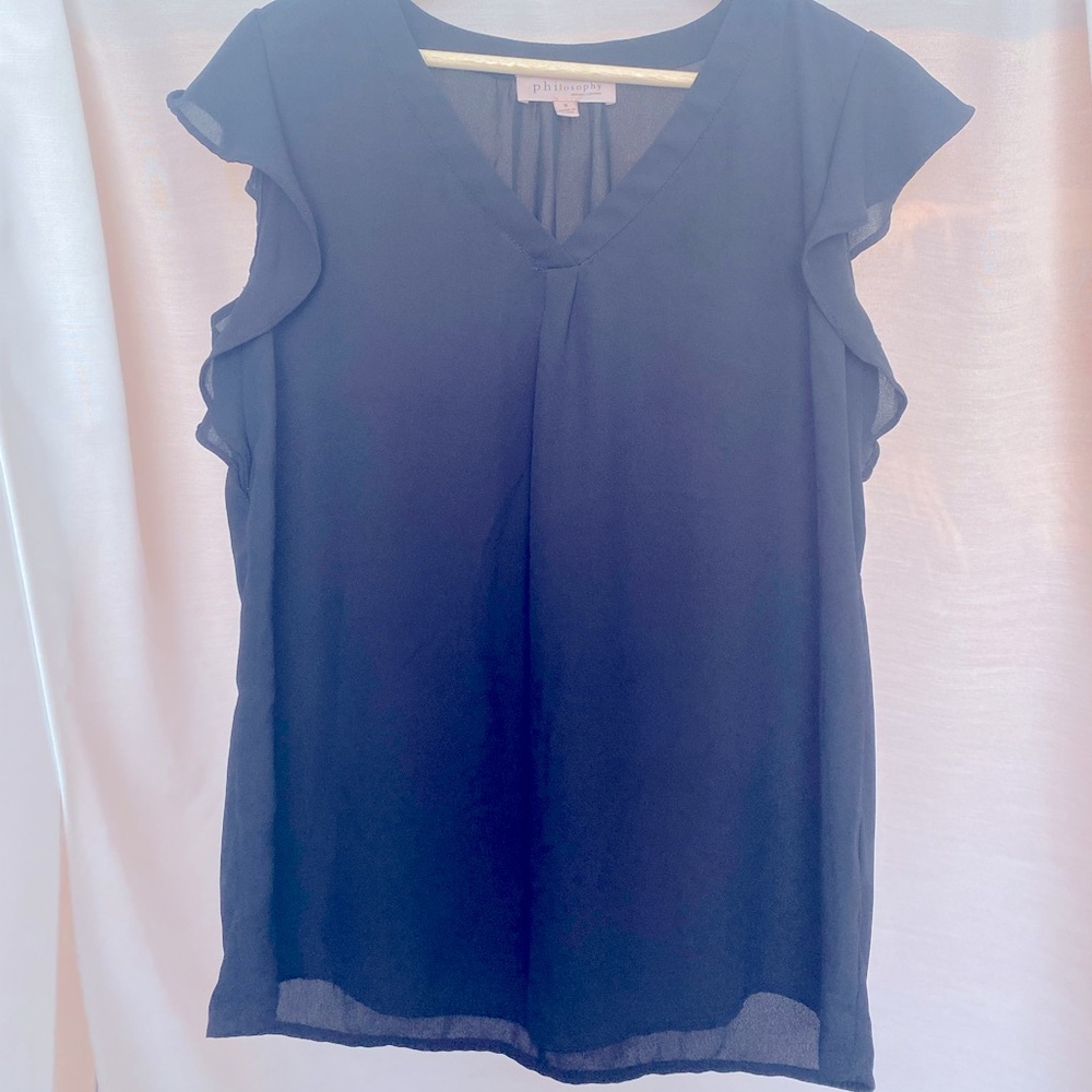 Black, slightly sheer dress blouse